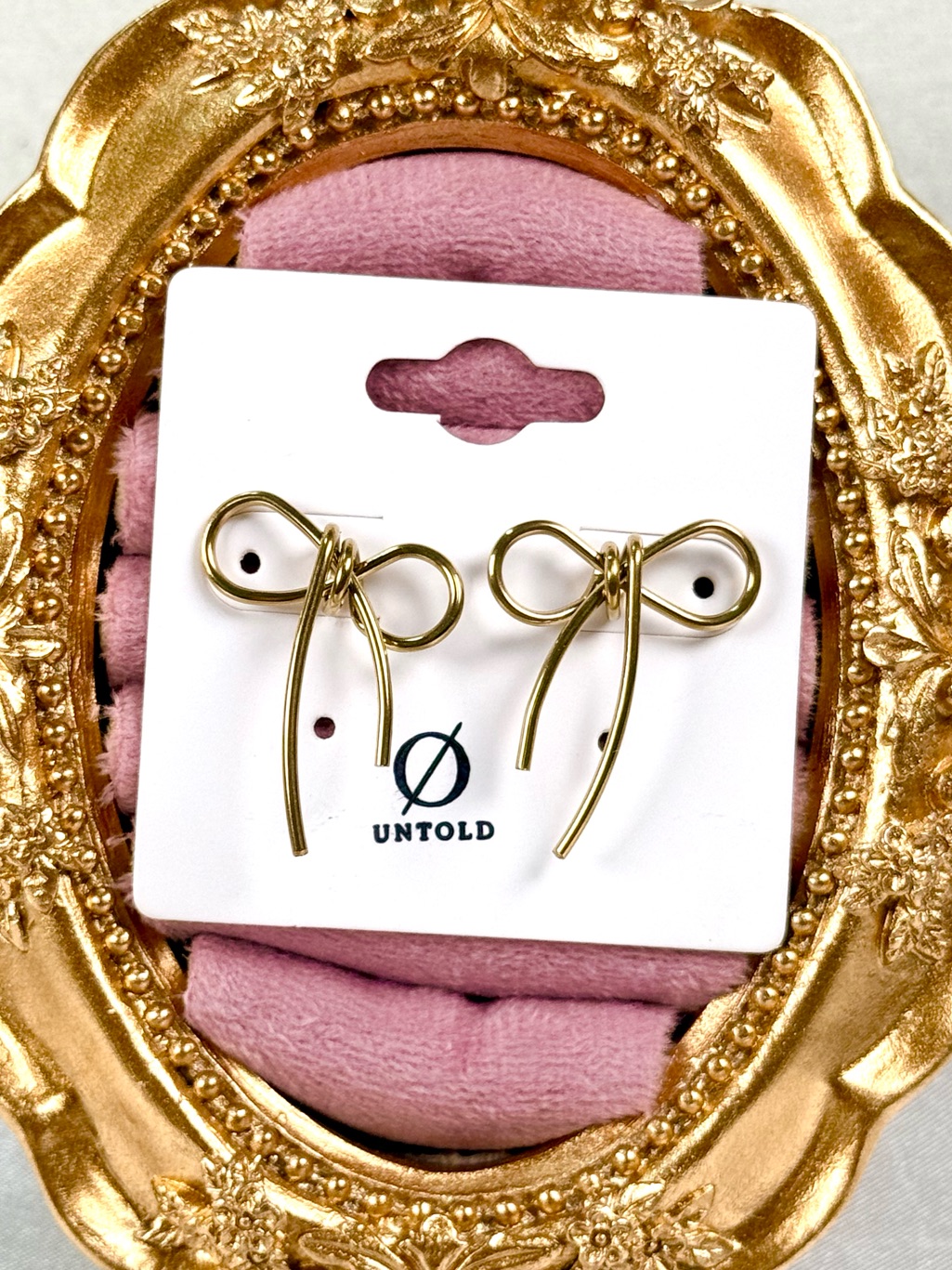 #91 18k Gold Plated 316 Stainless Steel Minimalist Line Bow Earrings